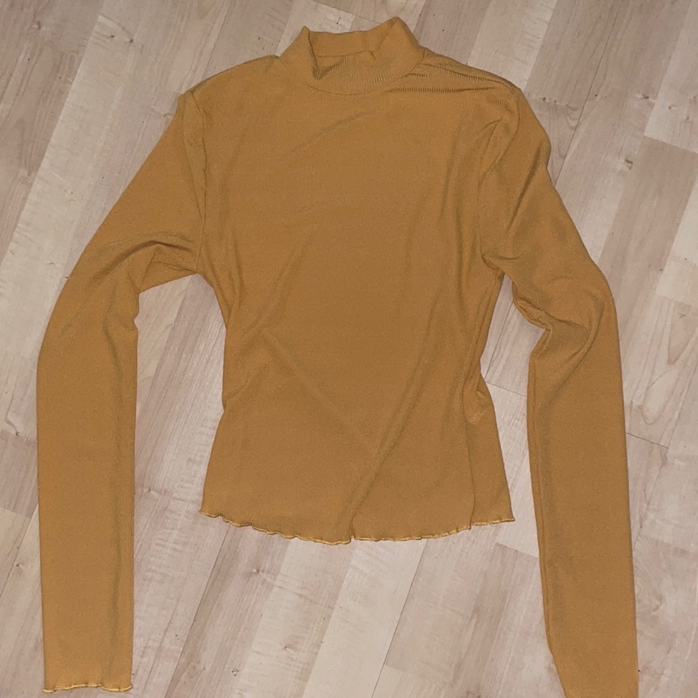 Yellow Turtle Neck Ruffled sleeves